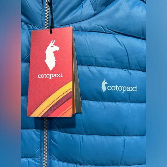 Cotopaxi Women's Medium Fuego Hooded Down Jacket Puffer Lake Blue Aqua NWT - Picture 5 of 16